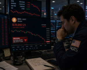 Bitcoin drops below $77k