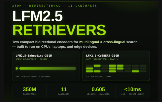 Liquid AI Introduces LFM2.5-Embedding-350M and LFM2.5-ColBERT-350M: Dense Bi-Encoder and Late-Interaction Models for Fast Multilingual Search Across 11 Languages
