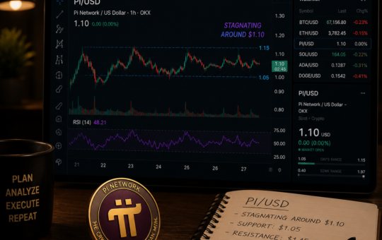 The PI token consolidating around $0.125.