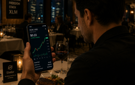 Analyzing Stellar chart on his phone
