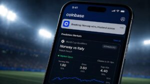 Coinbase app displaying a false World Cup alert that exposed the proof gap in prediction marketsCoinbase app displaying a false World Cup alert that exposed the proof gap in prediction markets