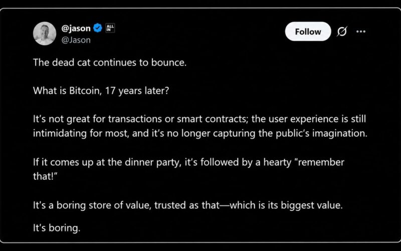 Calacanis Calls Bitcoin a Dead Cat, Saylor and Cathie Wood Fire Back